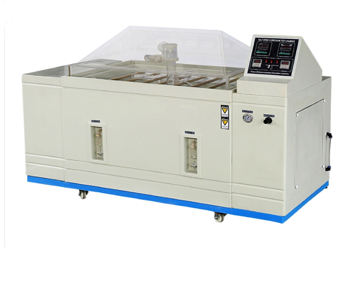 Programmable salt spray chamber testing solar fastener coating durability under continuous salt fog